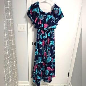 CUPSHE Tropical Off-Shoulder Maxi Dress